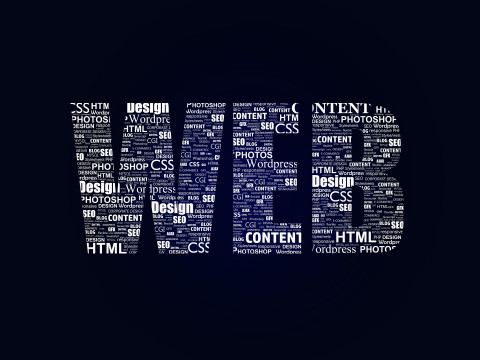 Vue d'un mot WEb formé à l'aide de plein de mot relié au web 