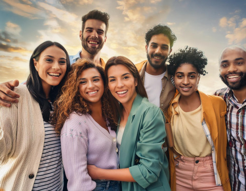 Vue d'un groupe de personne souriant 