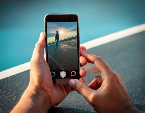 vue d'un personne qui film avec son téléphone