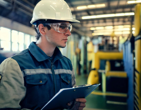 vue d'une personne inspectant une usine