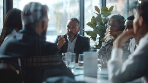 Vue d'un groupe de personne de différent ages autour d'une table