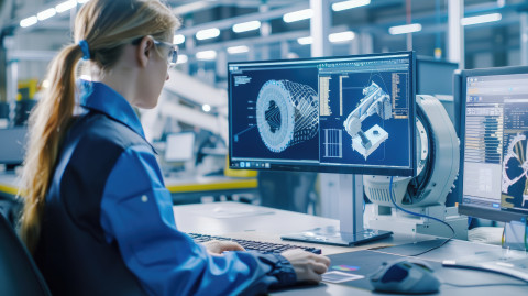 plan sur une personne devant un ordinateur travaillant sur un logiciel de modélisation 3D