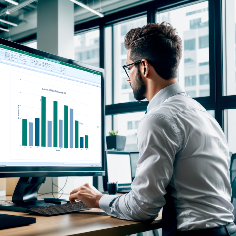 Vue d'une personne derrière un ordinateur travaillant sur Excel 