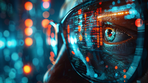 Reflet de code informatique sur des lunettes 